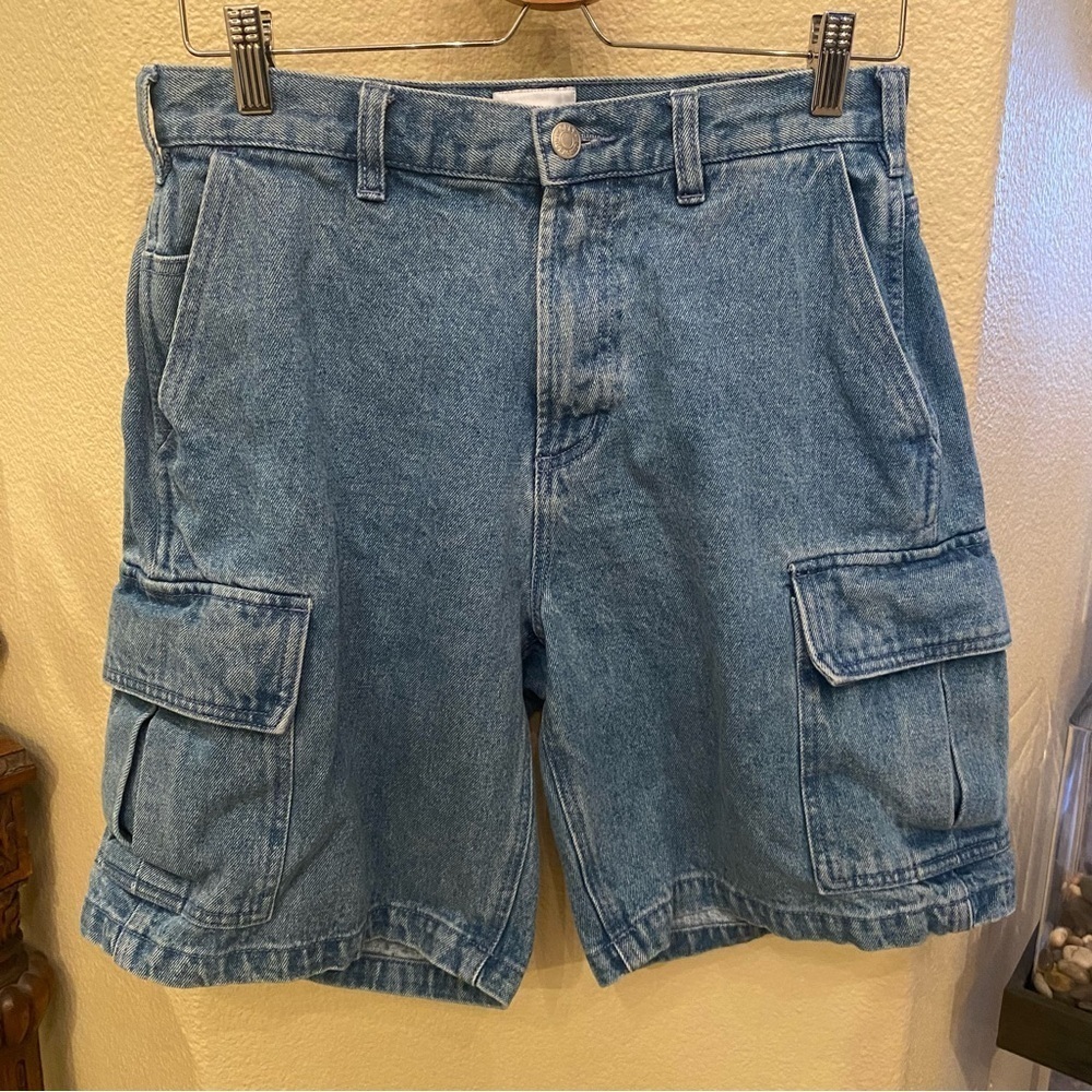 OBEY Blue Cargo Denim Jean Shorts Size 28
